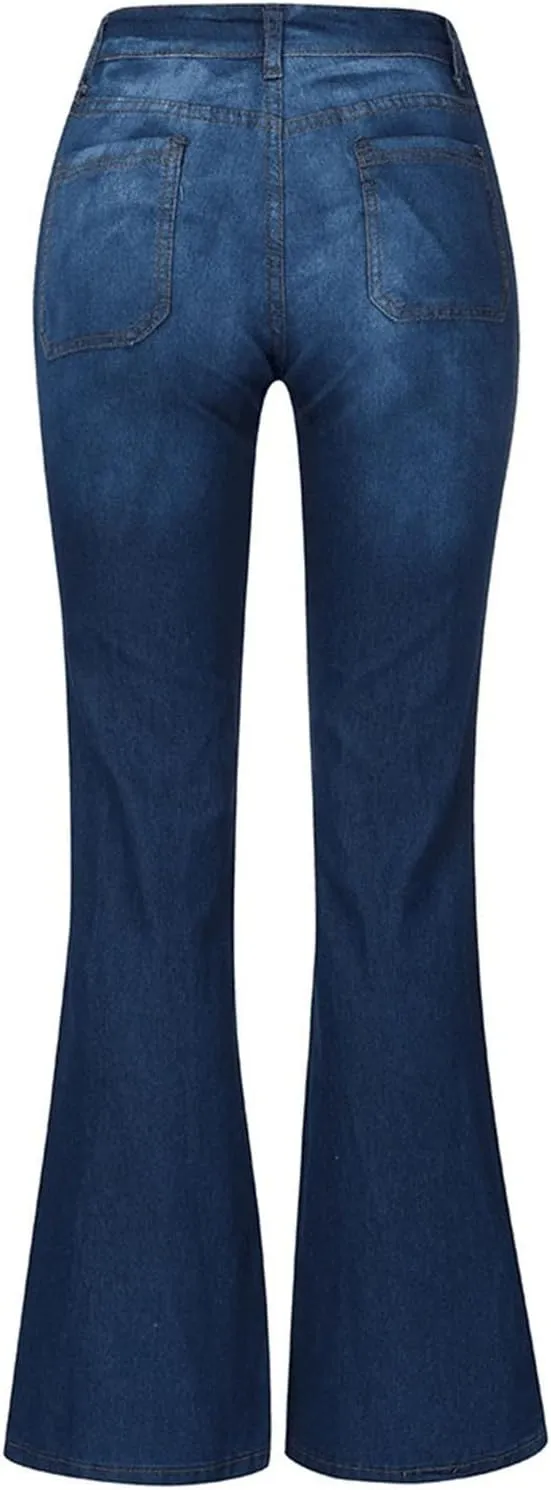 Jeans for Women Trendy Sexy Skinny Jeans High-Rise Stretch Button Comfy Lightweight Flare Denim Pants with Pocket