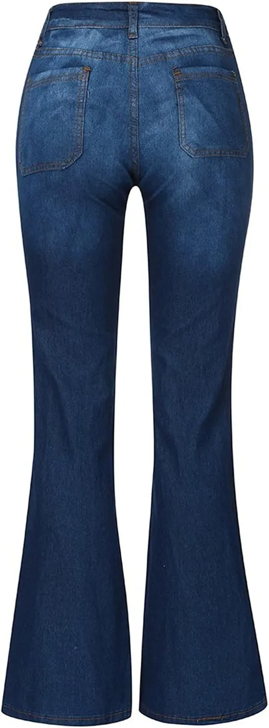 Jeans for Women Trendy Sexy Skinny Jeans High-Rise Stretch Button Comfy Lightweight Flare Denim Pants with Pocket