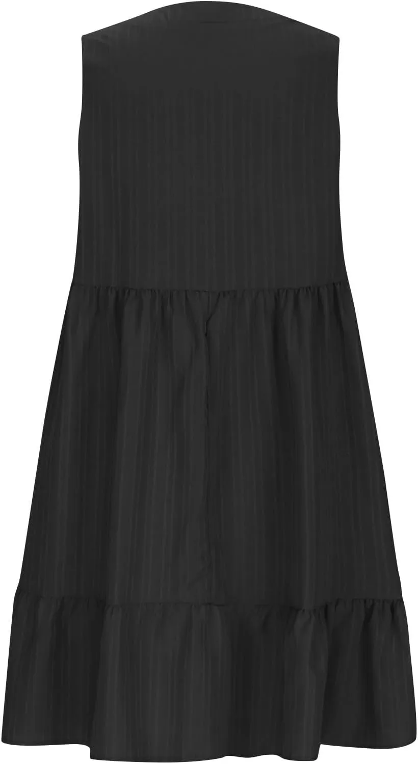 JOAU Summer Dresses for Women 2025 Casual Boho V Neck Sundresses Sleeveless Pleated Tiered Ruffle Beach Vacation Tank Dress