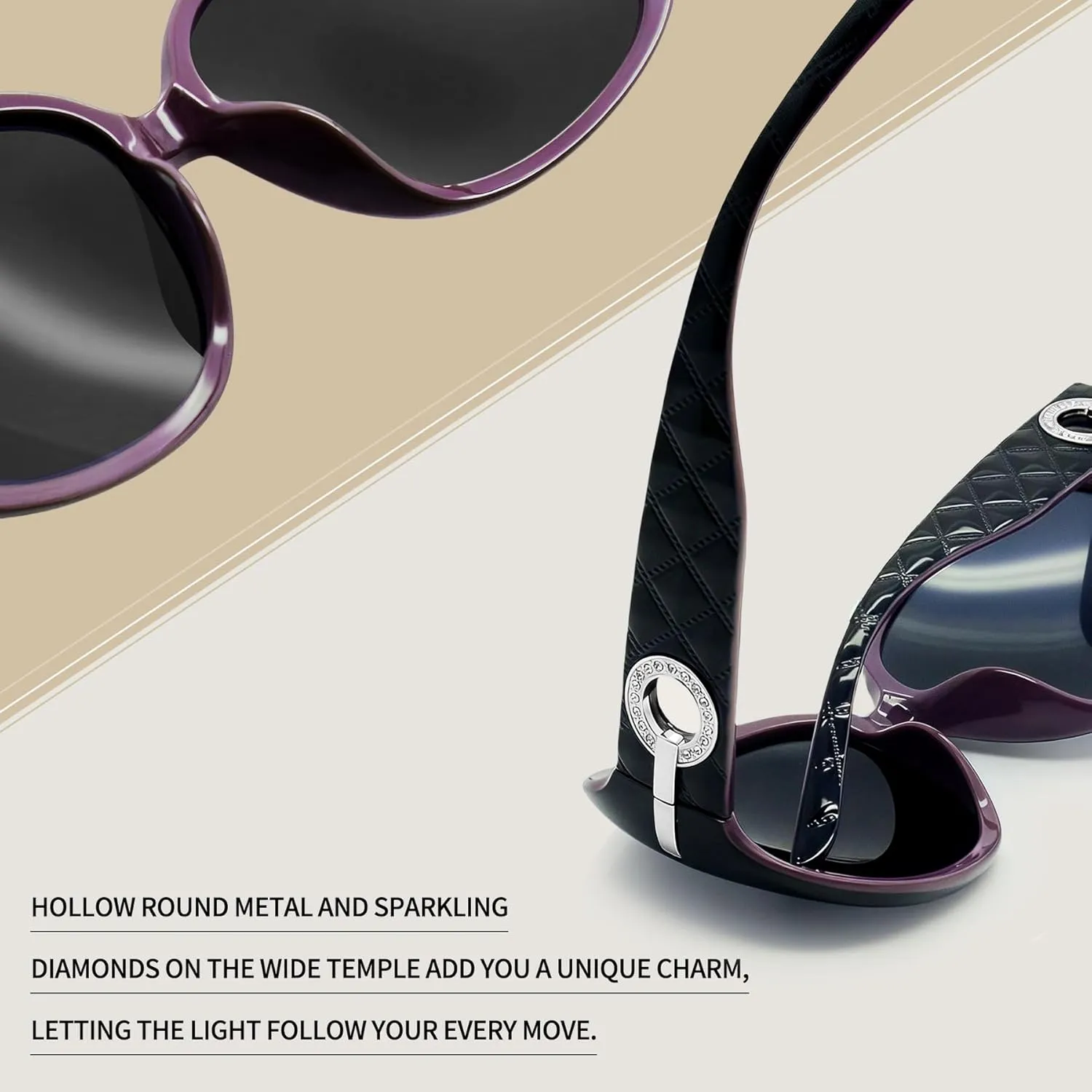 Joopin Big Womens Sunglasses Polarized Trendy Sun Glasses Large Rectangle UV Protection Rhinestone Sunnies