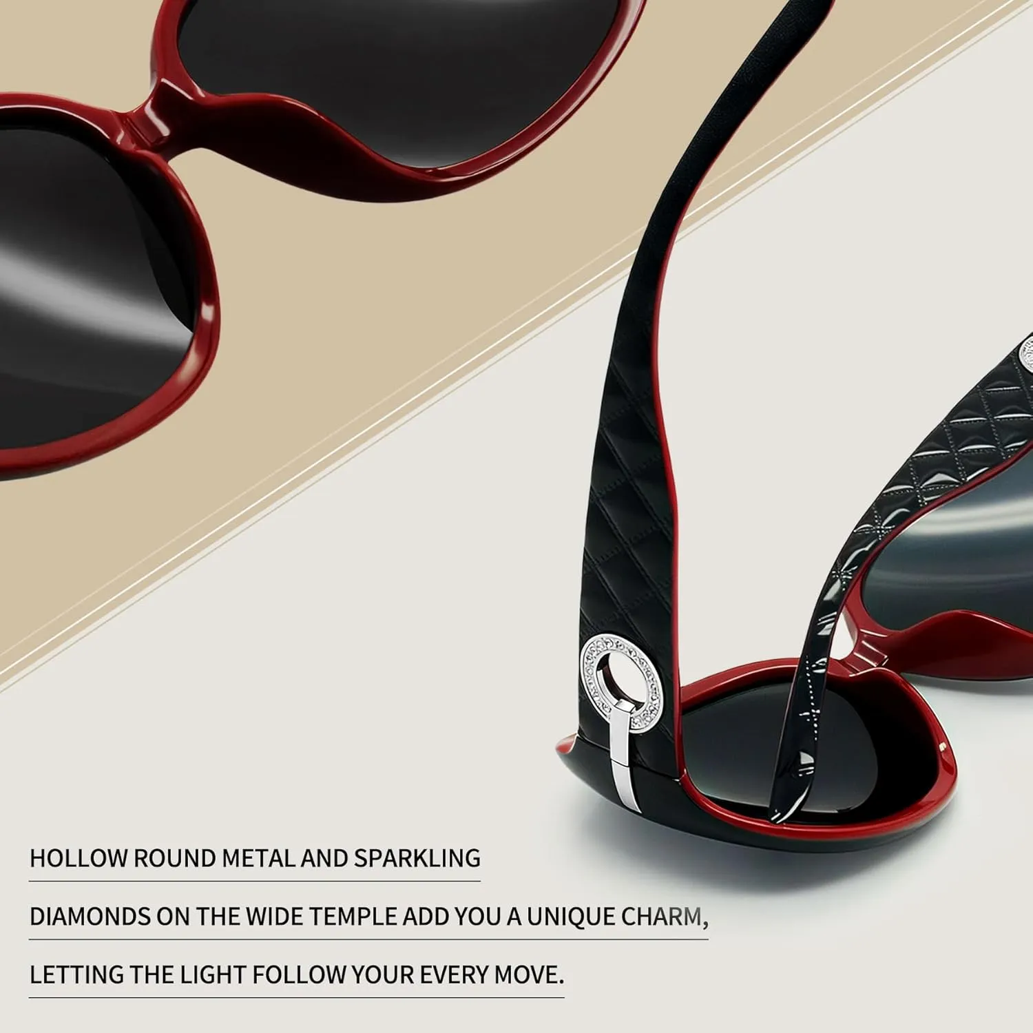 Joopin Big Womens Sunglasses Polarized Trendy Sun Glasses Large Rectangle UV Protection Rhinestone Sunnies