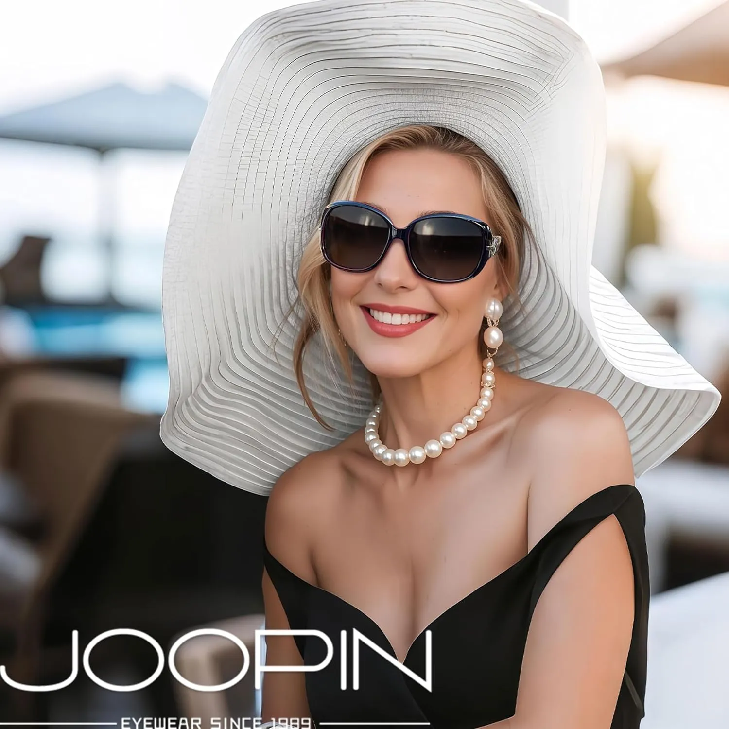 Joopin Big Womens Sunglasses Polarized Trendy Sun Glasses Large Rectangle UV Protection Rhinestone Sunnies