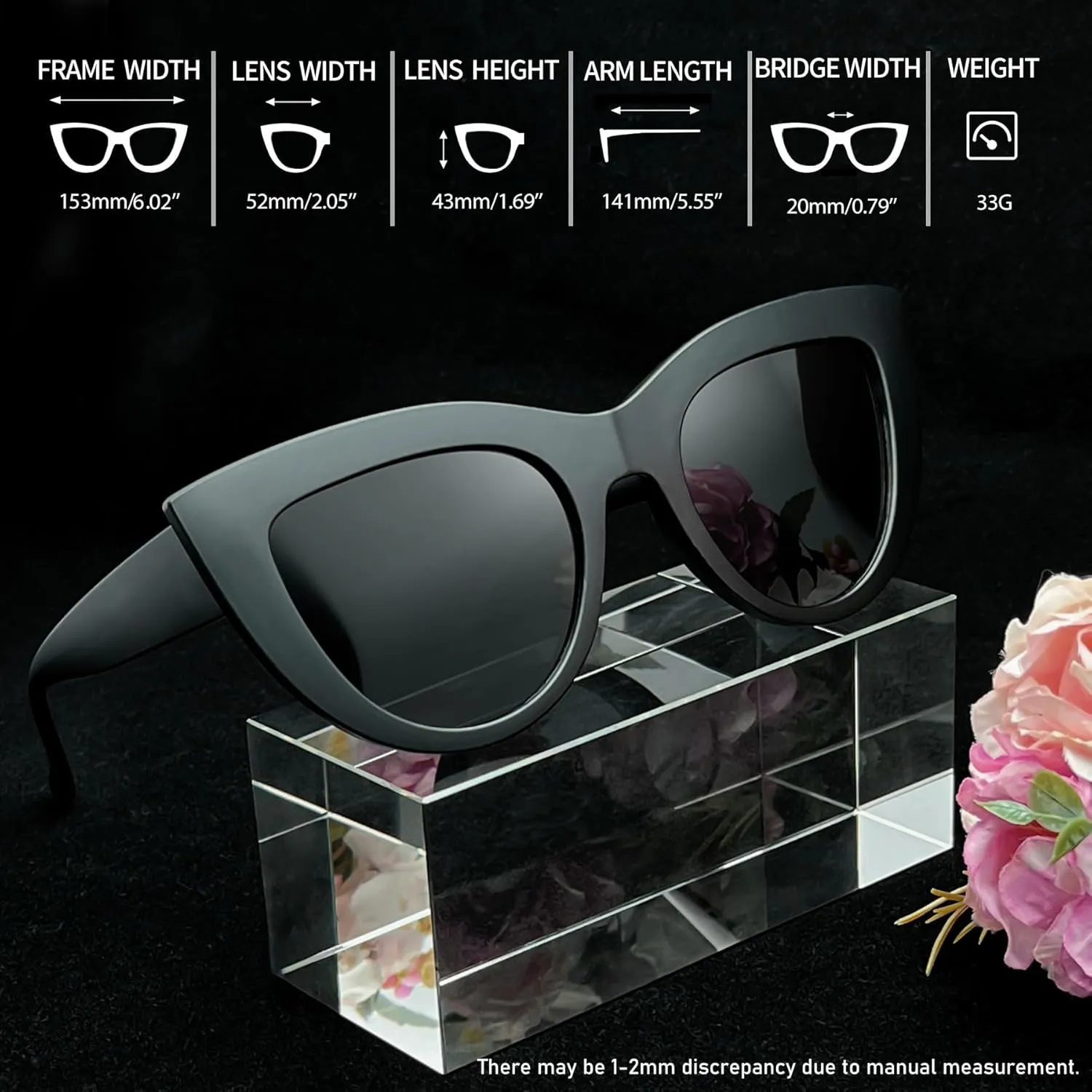 Joopin Polarized Cat Eye Sunglasses for Women, Retro Narrow Pointy Cateye Womens Sun Glasses