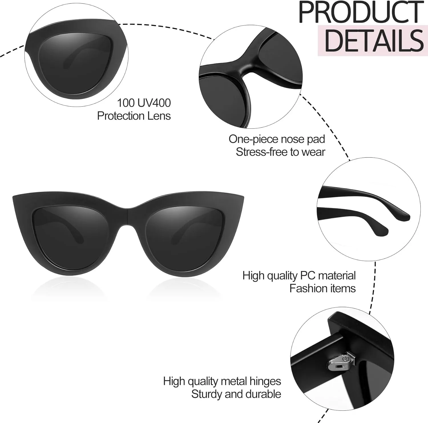 Joopin Polarized Cat Eye Sunglasses for Women, Retro Narrow Pointy Cateye Womens Sun Glasses