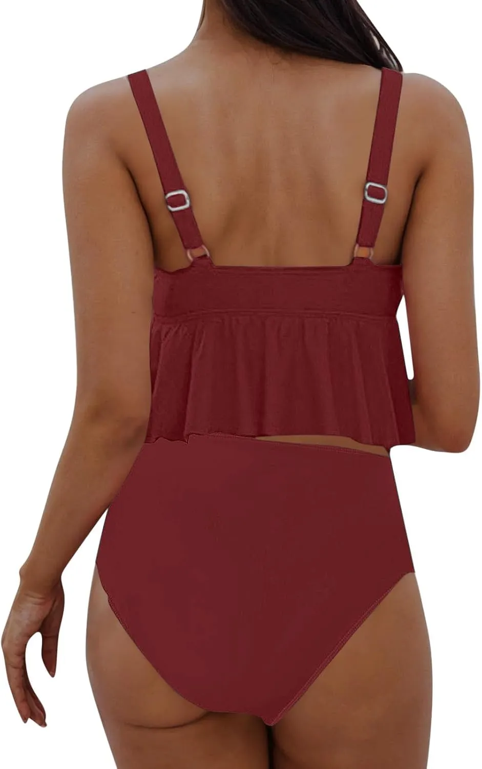 jsaierl Tankini Swimsuits for Women Tummy Control Ruffle Modest 2 Piece Swimwear Beachwear 2025 Summer Vacation Bathing Suits