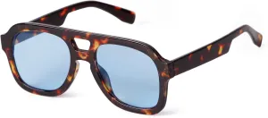 JUDOO Retro 70s Square Flat Aviator Sunglasses for Women Men Trendy Rectangle Double Bridge Geometric Sun Glasses Shades