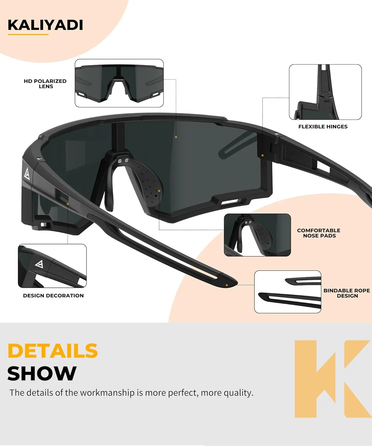 KALIYADI Polarized Kids-Sunglasses Sports Sunglasses-for-Kids: Boys and Girls Sun Glasses with UV400 for Running Cycling