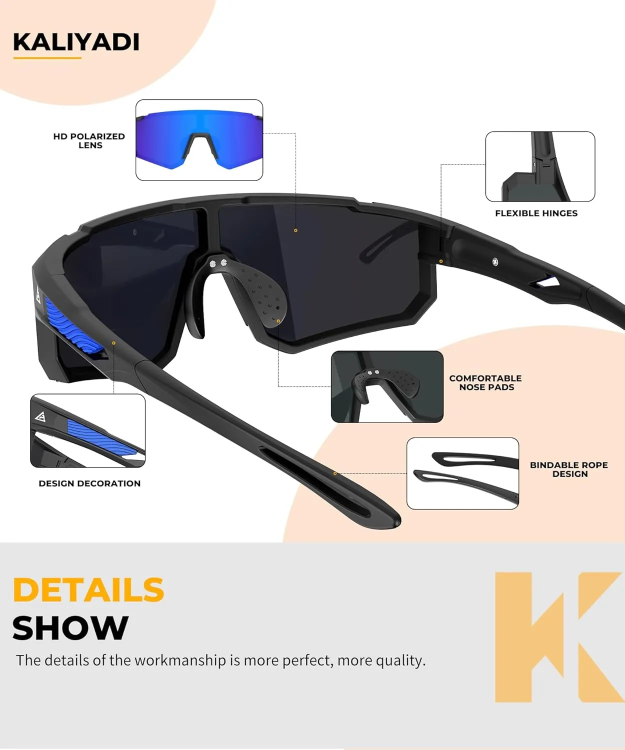 KALIYADI Polarized Kids-Sunglasses Youth Baseball-Sunglasses: Boys Girls Sports Cycling Running Age 3-12 UV400 Protection