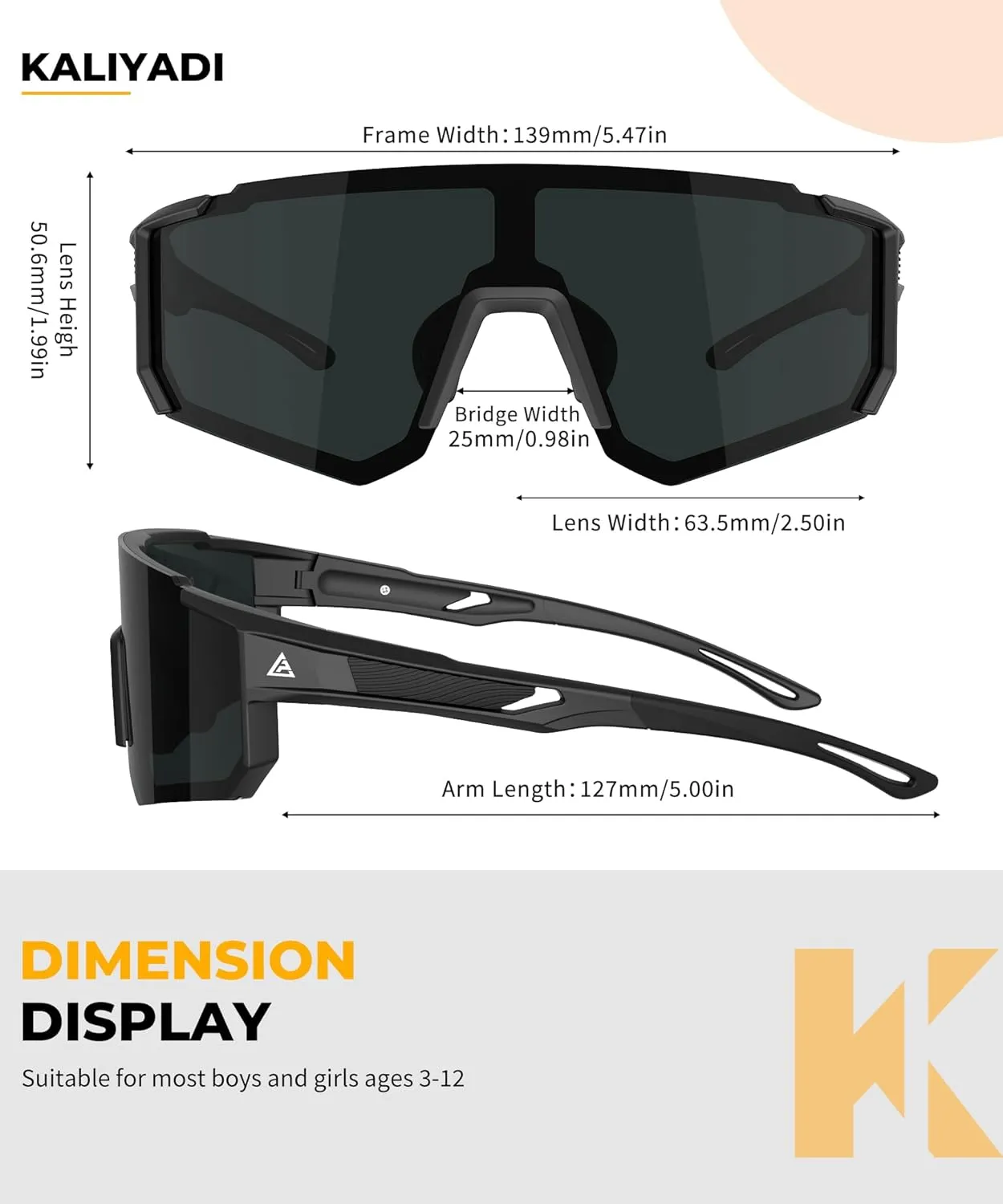 KALIYADI Polarized Youth Baseball-Sunglasses Kids-Sunglasses: Sports Cycling Running Boys Girls Age 3-12 UV400 Protection