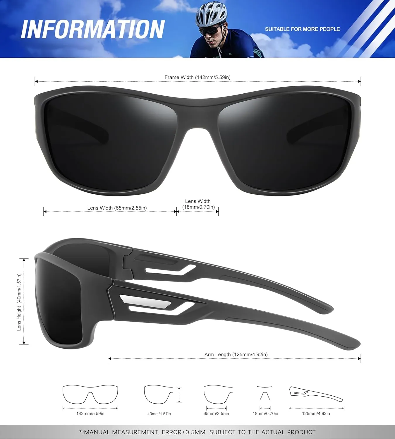 KALIYADI Sunglasses-Men Polarized Sports Sun-glasses: Mens Sunglasses Polarized UV Protection Driving Running Cycling Outdoor