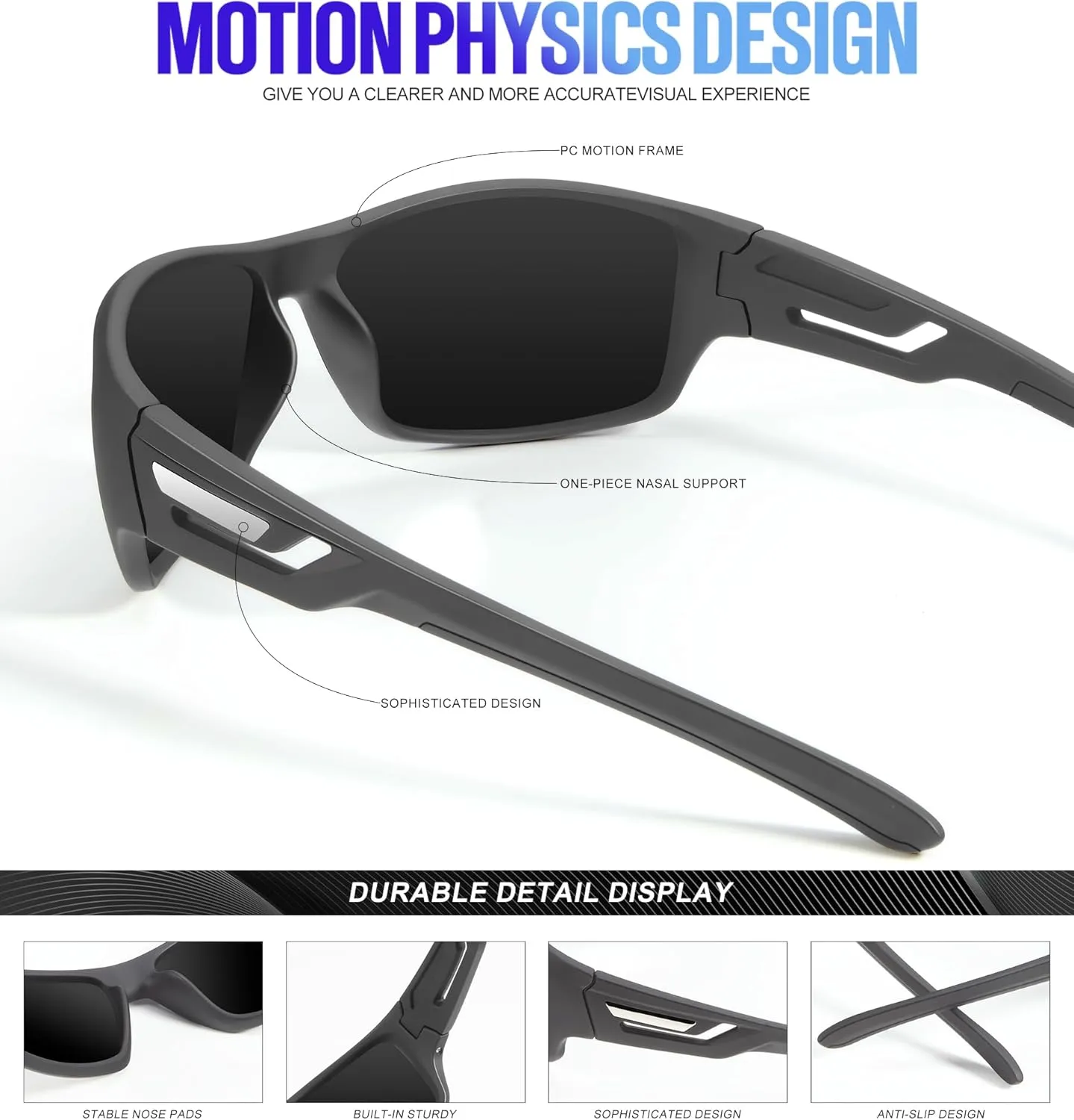 KALIYADI Sunglasses-Men Polarized Sports Sun-glasses: Mens Sunglasses Polarized UV Protection Driving Running Cycling Outdoor