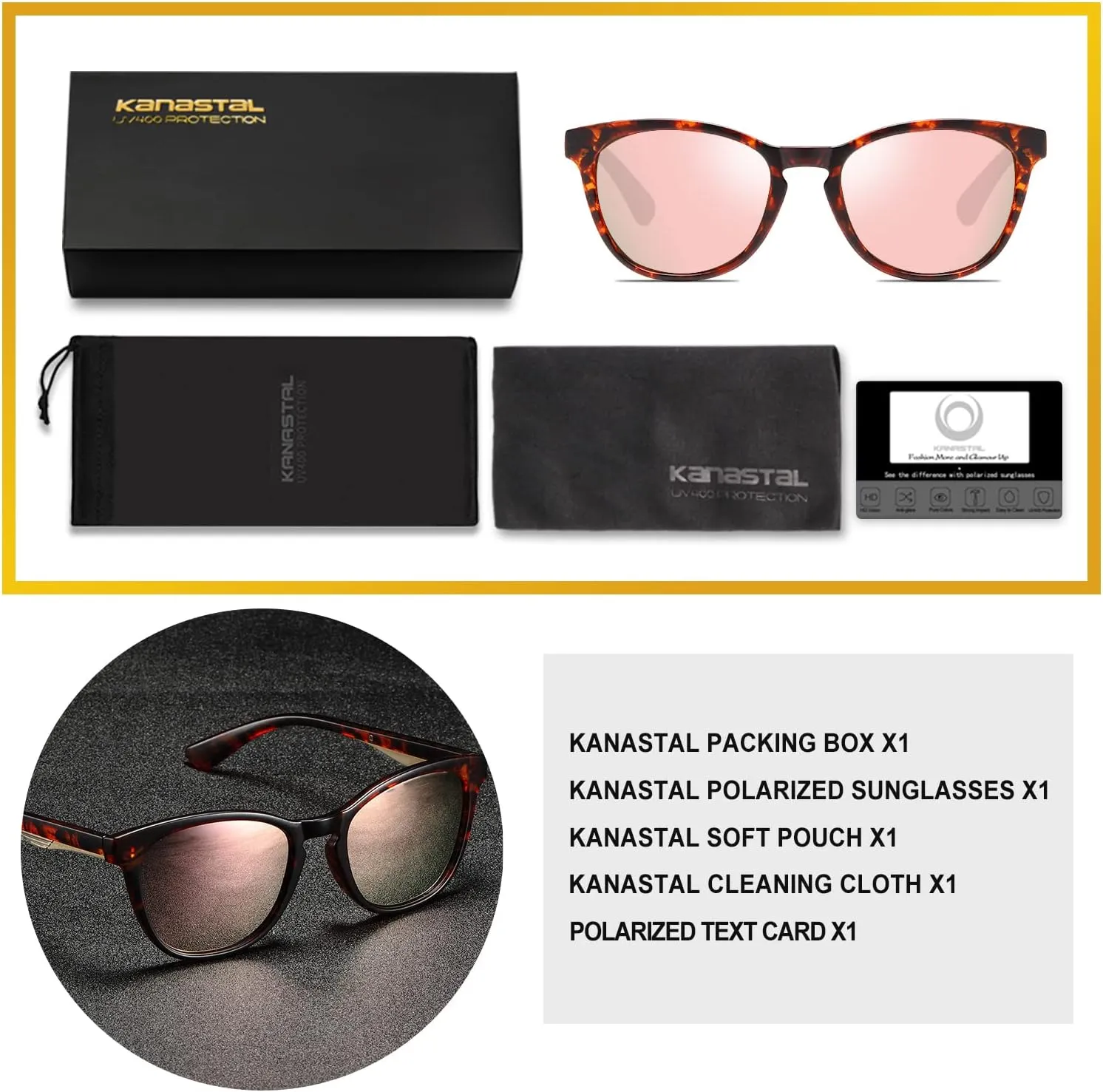 KANASTAL Polarized Sunglasses for Women Men with UV400 Classic Vintage Sun Glasses Women Fashion Trendy Horn Design Shades