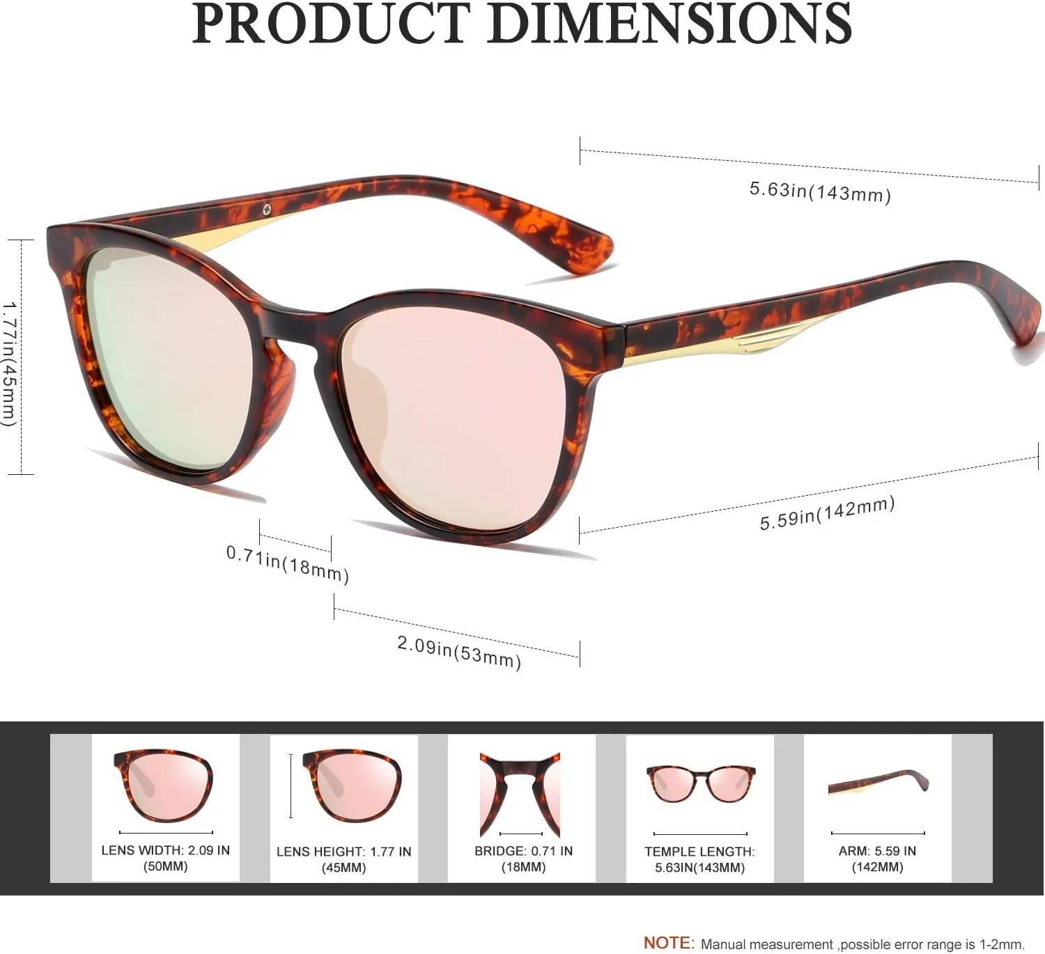 KANASTAL Polarized Sunglasses for Women Men with UV400 Classic Vintage Sun Glasses Women Fashion Trendy Horn Design Shades