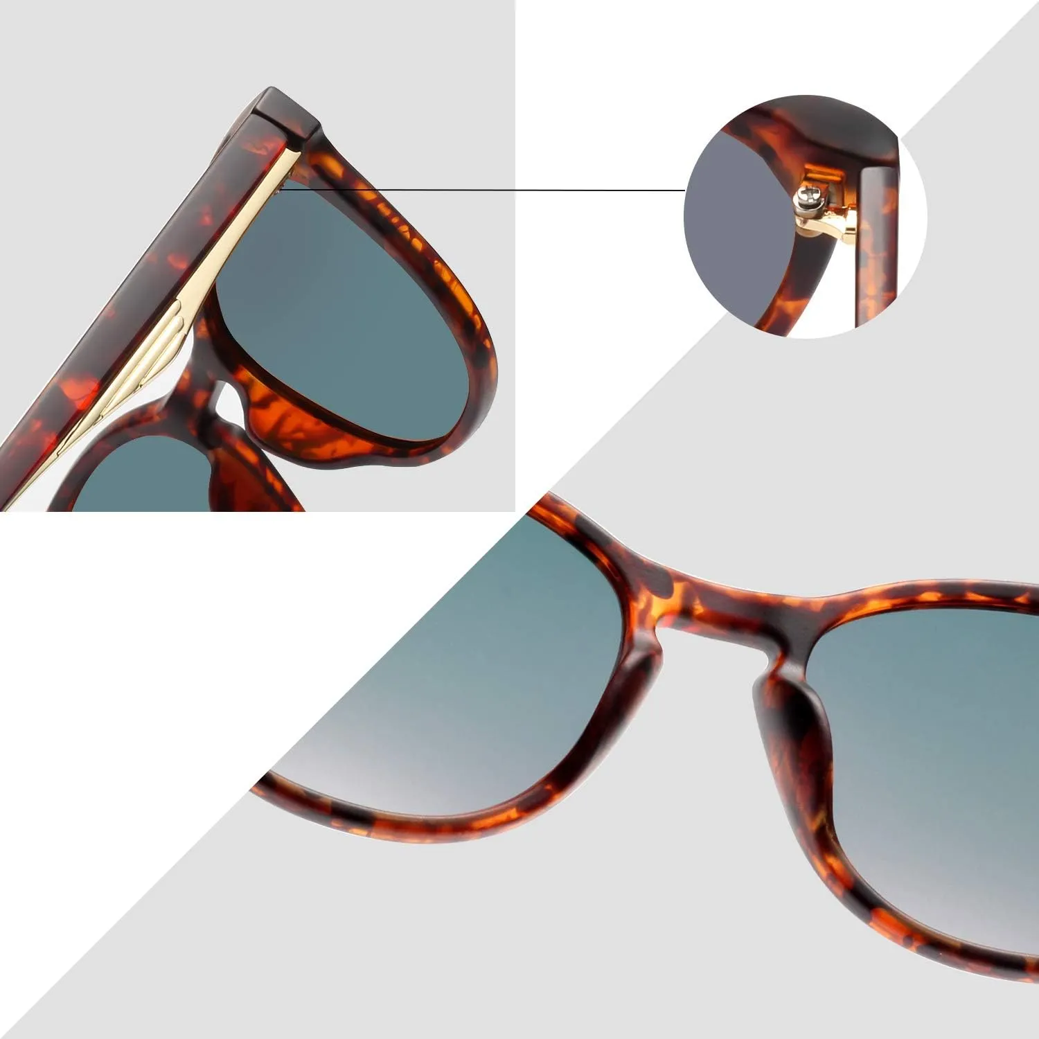 KANASTAL Polarized Sunglasses for Women Men with UV400 Classic Vintage Sun Glasses Women Fashion Trendy Horn Design Shades