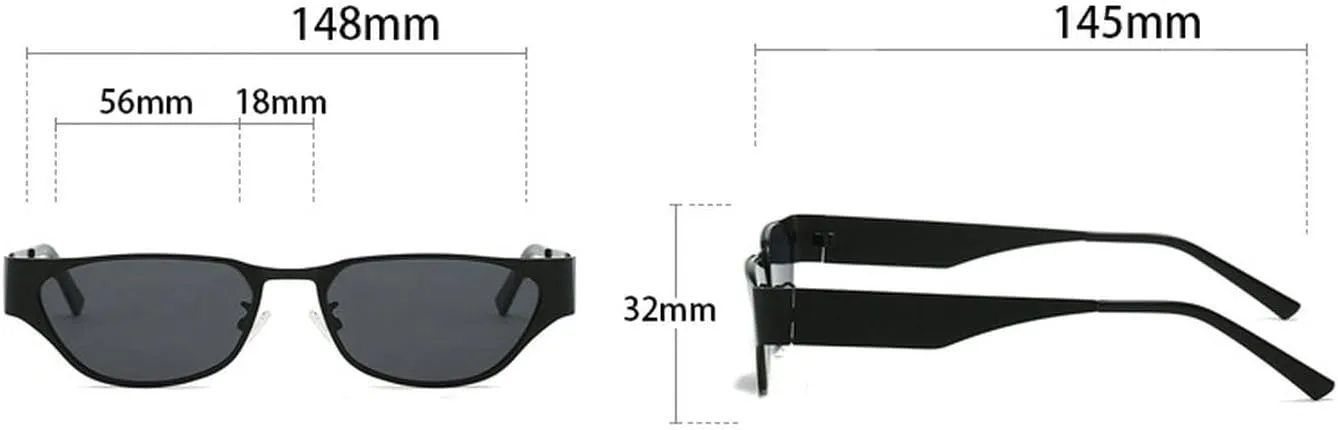 laureles Fashion Small Cat Eye Y2k Sunglasses Women Vintage Metal Black Grey Sun Glasses Men Outdoor Travel