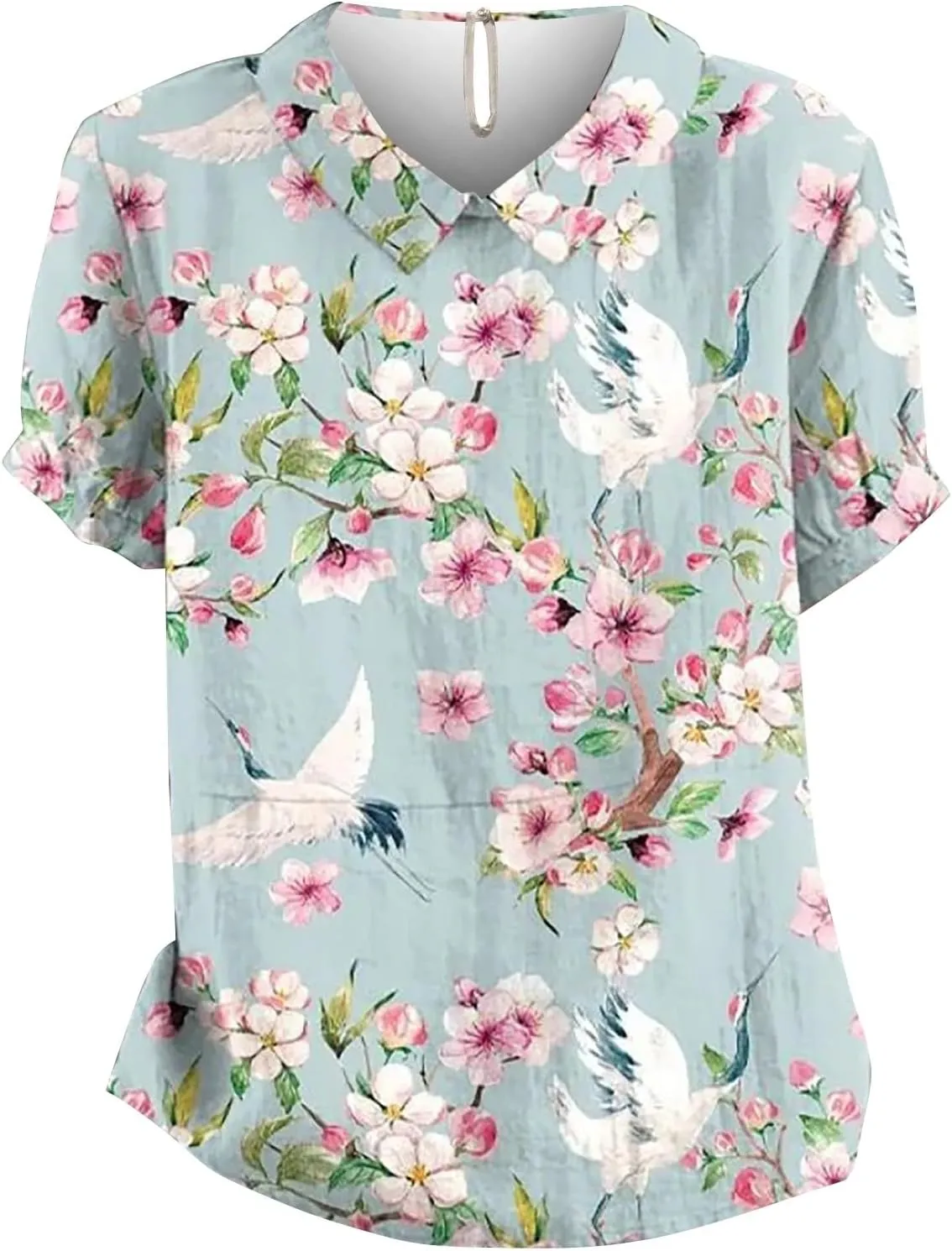 LCMTWX Womens Short Sleeve Cotton Linen Shirts Down Up Shirt Casual Collared V Neck Tops Shirts Loose Plus Size Short