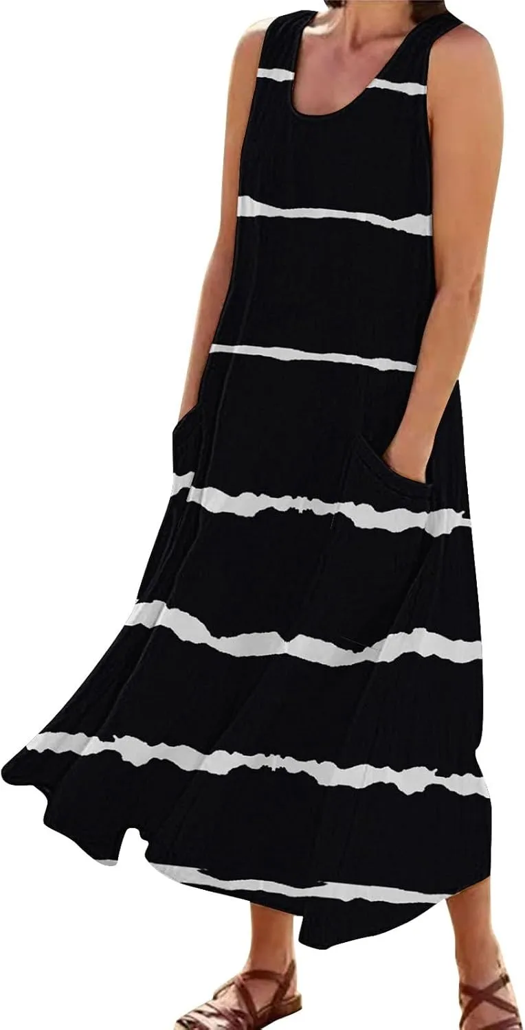 Linen Dresses for Women 2025 Summer Dresses for Women Plus Size Beach Dress Casual Sundresses Sexy Sleeveless Dress