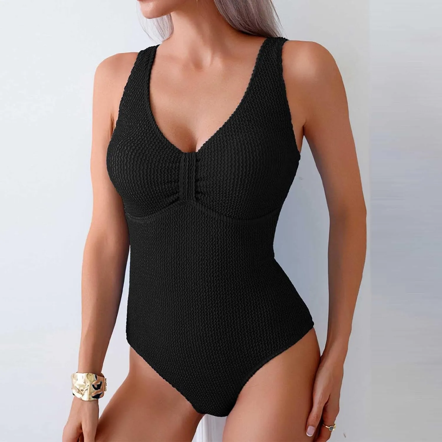 Lmdudan One Piece Swimsuits for Women Sleeveless Backless Modest Bathing Suit Tummy Control Cheeky Beach Swimwear 2025
