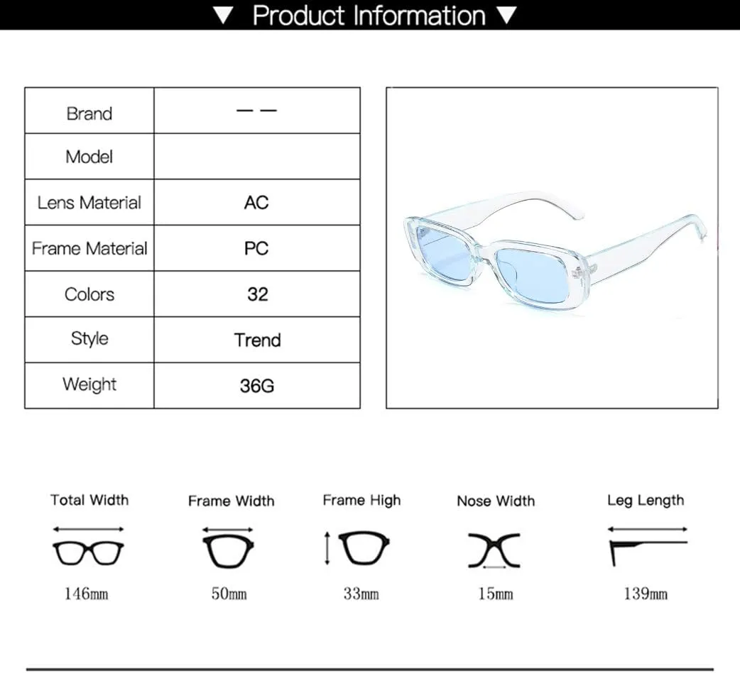 Long Keeper Small Rectangle Sunglasses Women UV 400 Retro Square Driving Glasses