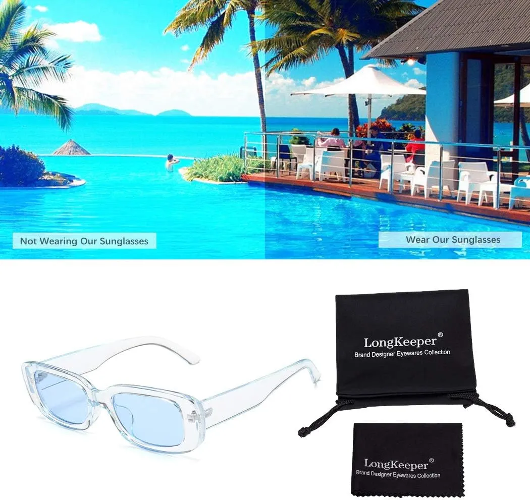 Long Keeper Small Rectangle Sunglasses Women UV 400 Retro Square Driving Glasses