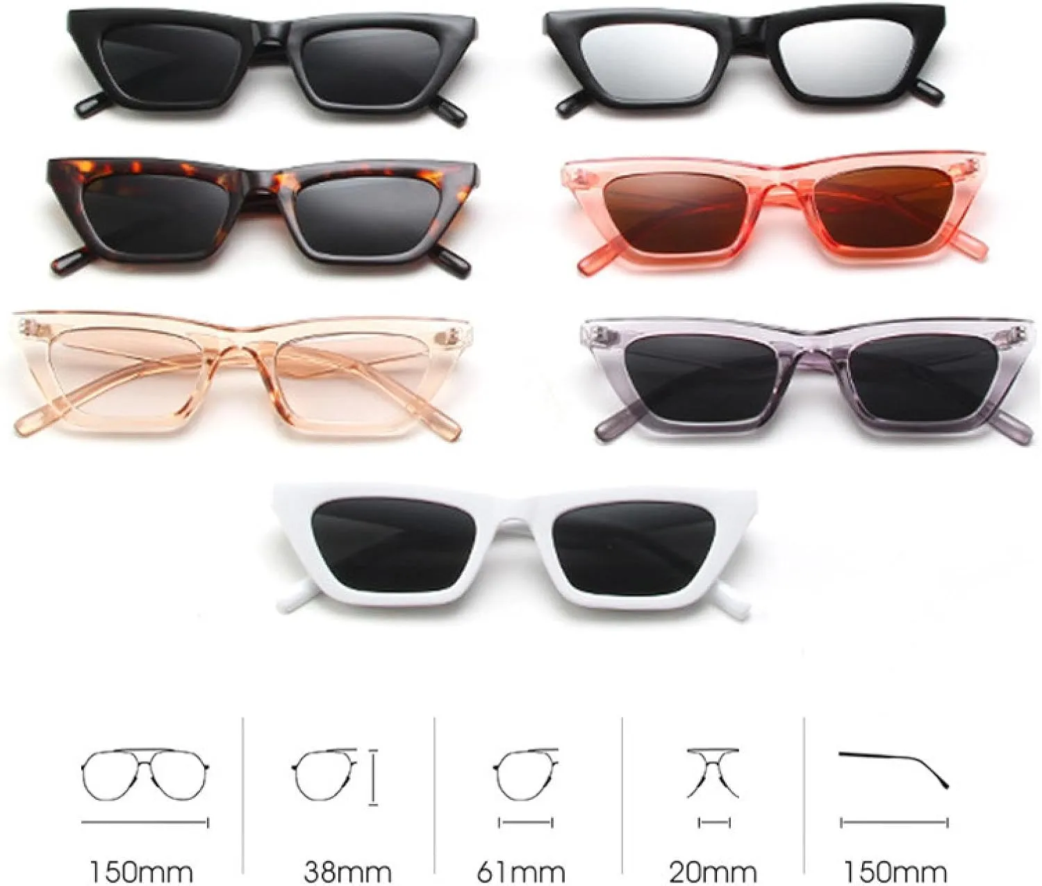 Luxury Rectangle Sunglasses Woman Vintage Cat Eye Sun Glasses Female Male Personality Cool Retro Black Cateye