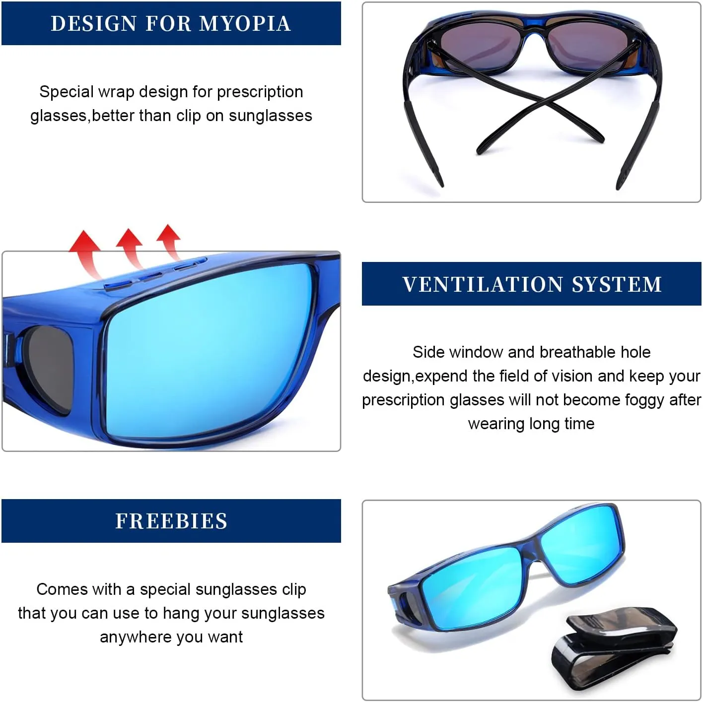 LVIOE Over Glasses Sunglasses Wrap Around Polarized Sunglasses for Men Women Fit Over Prescription Glasses with UV Protection