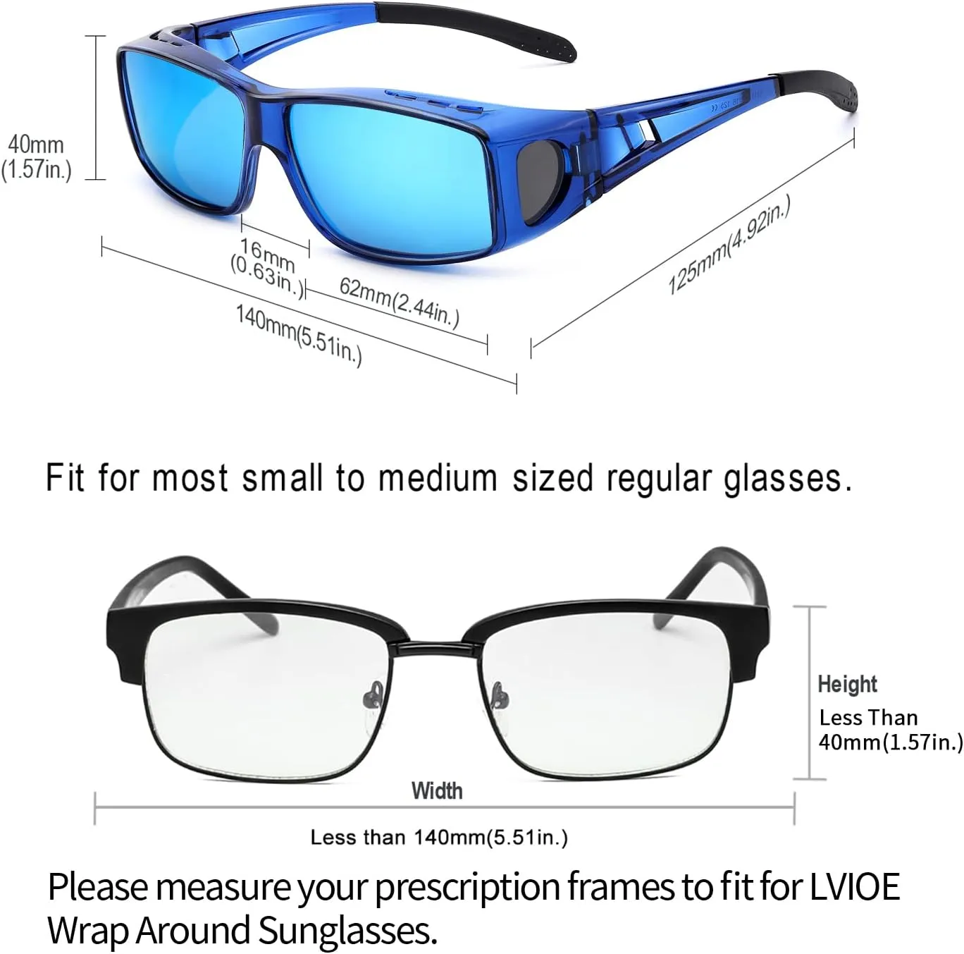 LVIOE Over Glasses Sunglasses Wrap Around Polarized Sunglasses for Men Women Fit Over Prescription Glasses with UV Protection