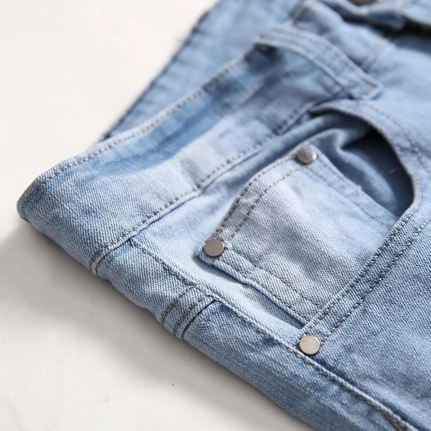 Male Casual Fashion Plus Size Ripped Jeans Straight Leg Plus Size Fashion Pants Men Jean Cut Jeans for Men Cut Jeans