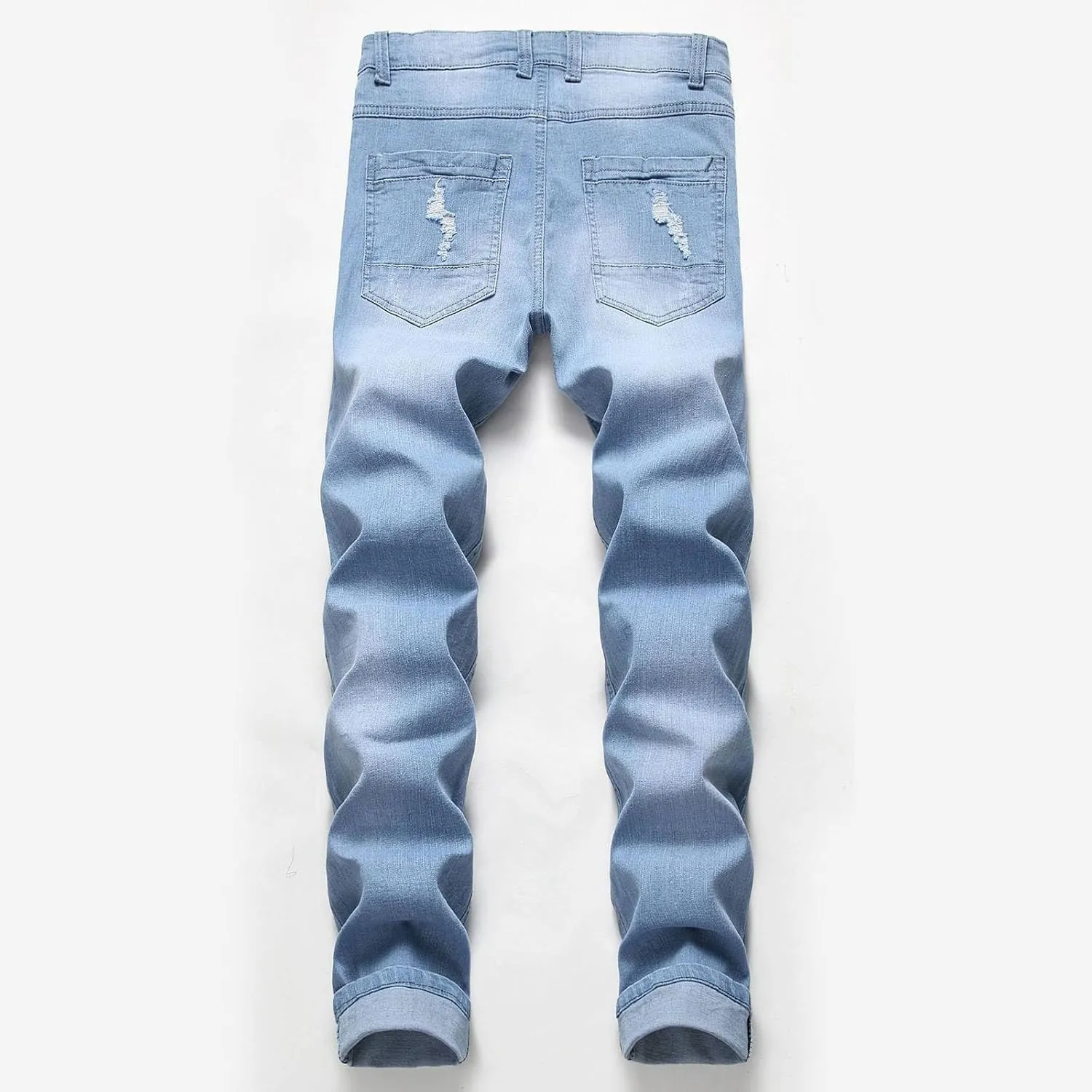 Male Casual Fashion Plus Size Ripped Jeans Straight Leg Plus Size Fashion Pants Men Jean Cut Jeans for Men Cut Jeans