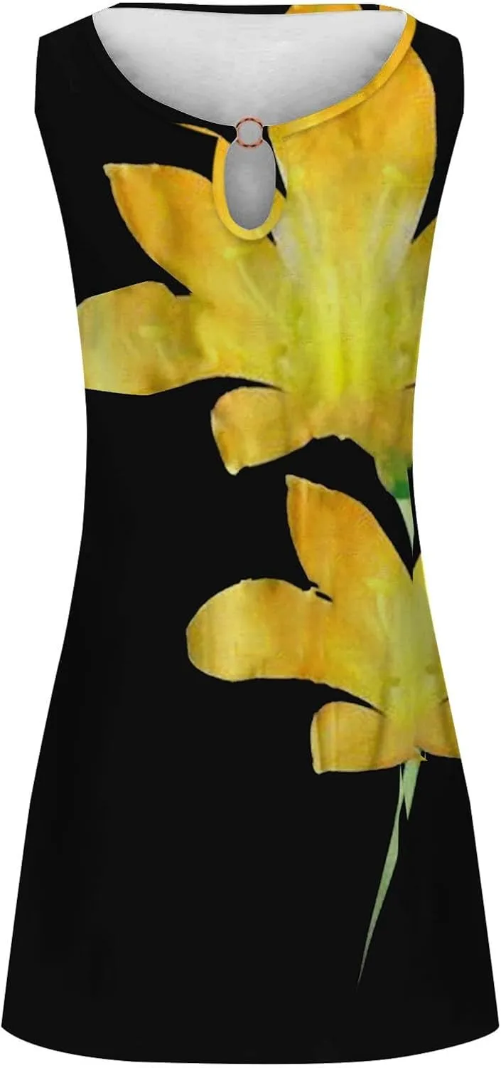 Maxi Sundresd Sun Dresses for Women 2025 Vacation Beach Casual Summer Sundresses Sleeveless Tank Short Boho Dress