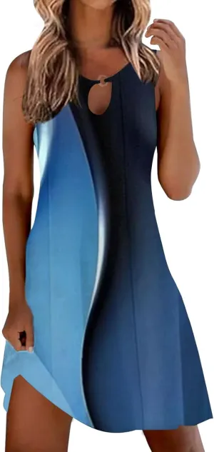 Maxi Sundresd Sun Dresses for Women 2025 Vacation Beach Casual Summer Sundresses Sleeveless Tank Short Boho Dress