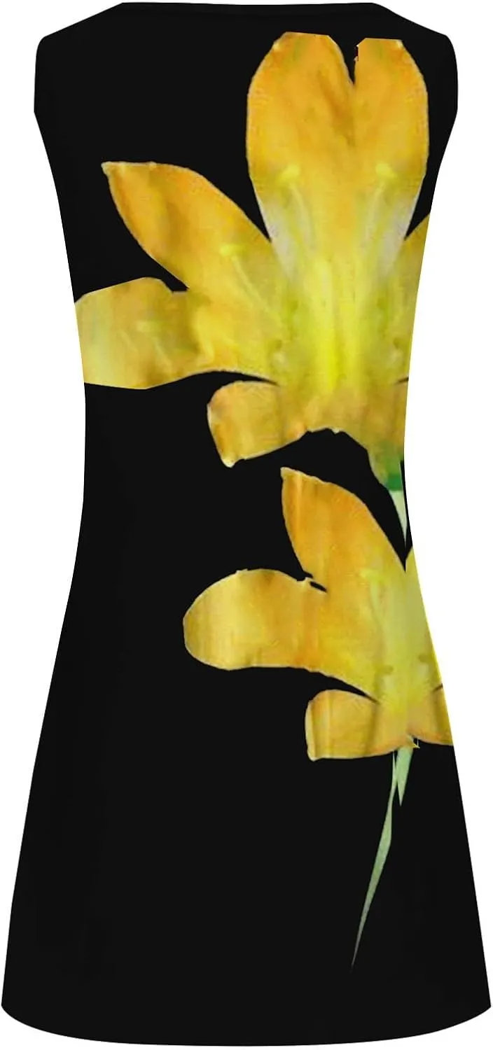 Maxi Sundresd Sun Dresses for Women 2025 Vacation Beach Casual Summer Sundresses Sleeveless Tank Short Boho Dress