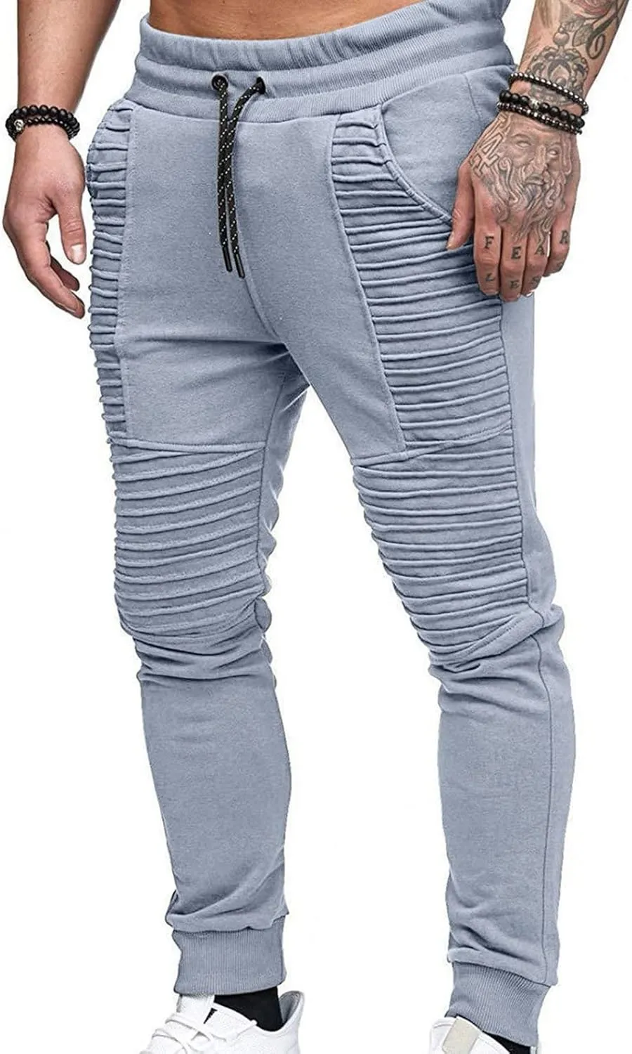 Men's Jogger Sweatpant Casual Cargo Pants Slim Fit Chino Trousers Athletic Workout Bodybuilding Pants with Pockets