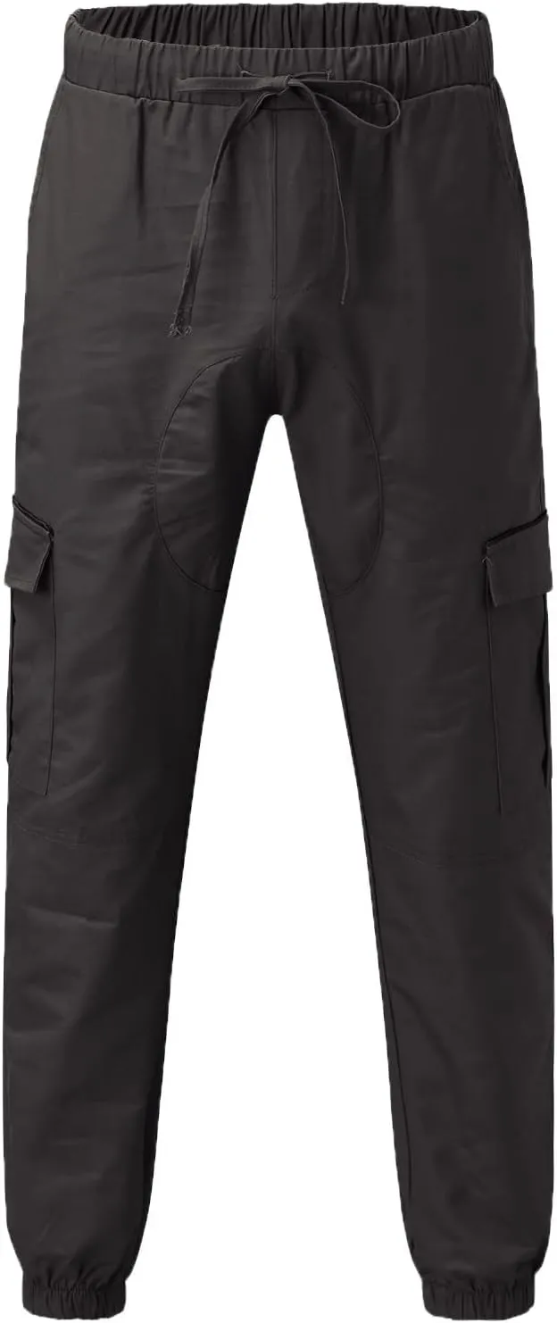 Mens Pants Cargo Joggers Sweatpants Casual Slim Fit Chino Trousers Elastic Waist Drawstring Pants with Pockets