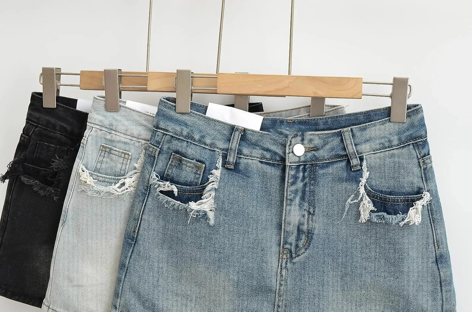 Mini Denim Skirt for Women Summer Black High Waisted Distressed Pencil Jeans Short Skirts