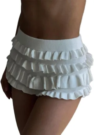 Mini Skirt Ruffle Skirt Cake Mini Skirts for Women Knit Skirt High Waist Pleated Skirt Y2K Layered Skirt