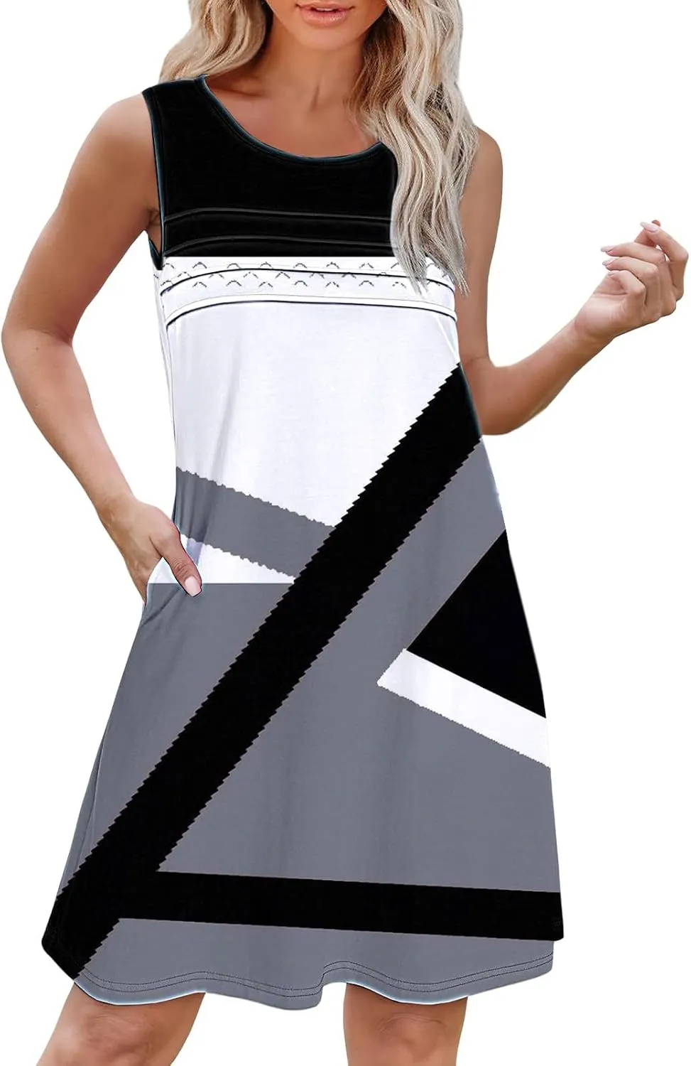 Minn Summer Dress Womens with Pockets Summer Casual Tank Dress Sleeveless Midi Beach Dress Beach Linen Dress Denim