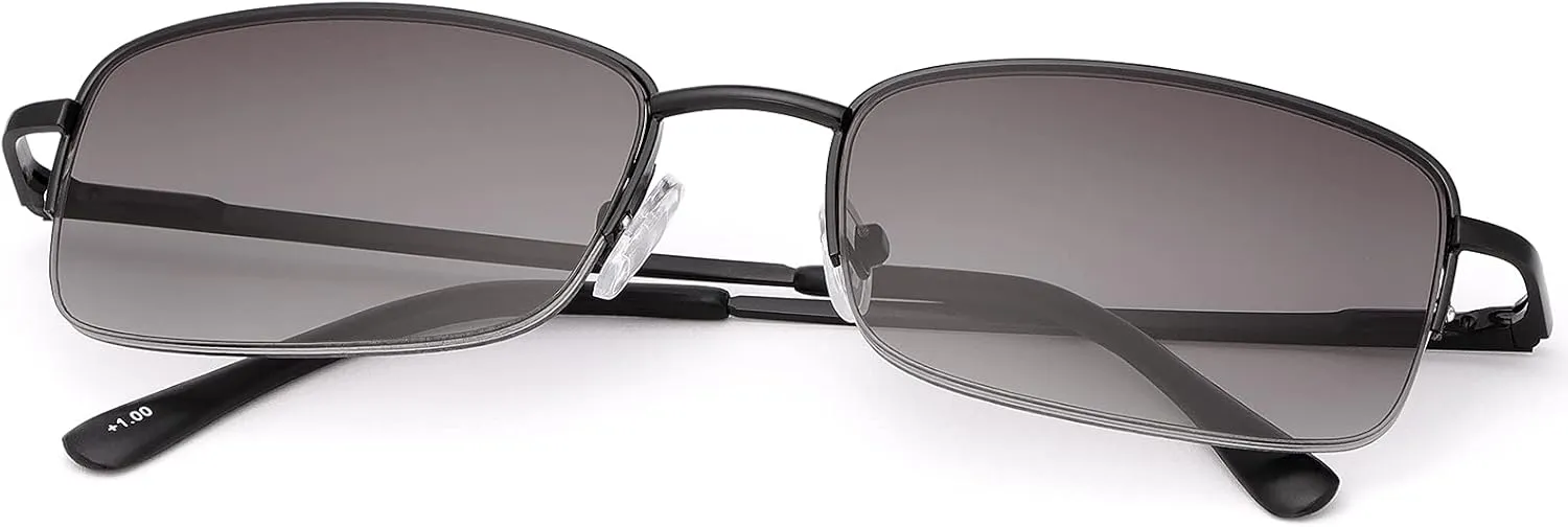 MIRYEA Full Lens Reading Glasses Spring Hinge UV400 Protection Sunglasses Blue Light Blocking Sun Readers for Men and Women