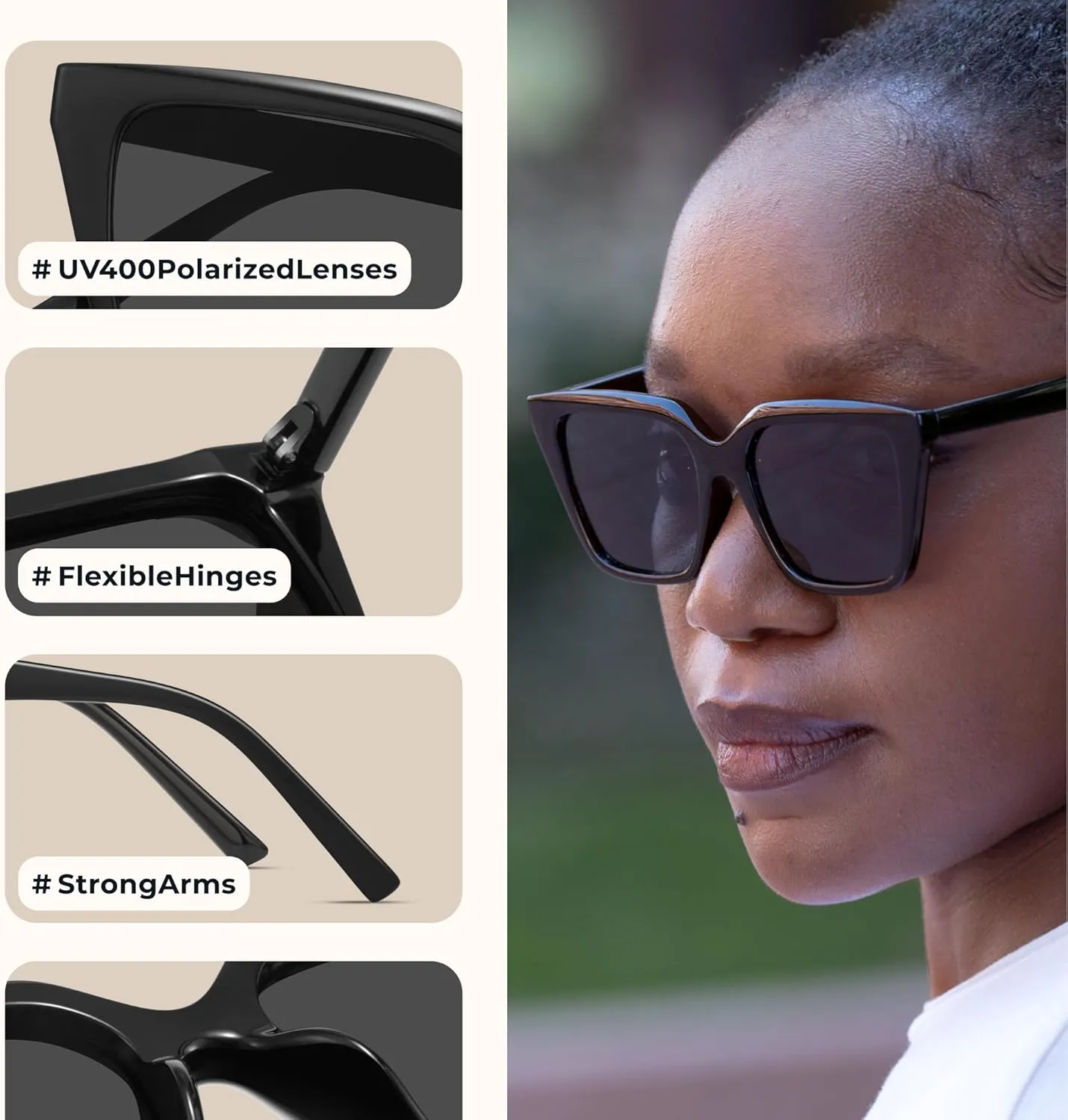 miyya Cat Eye Sunglasses for Women, Trendy Polarized Sunglasses Women, Retro Sun Glasses 2025, UV Protection Shades