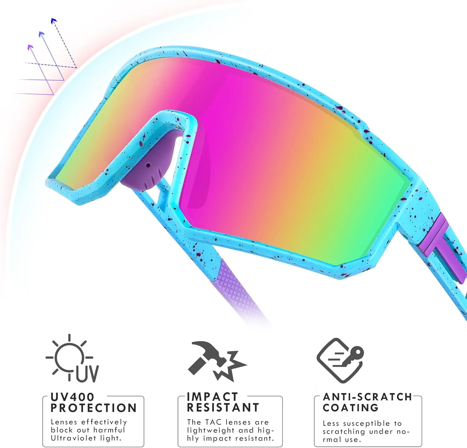 MVPTGRS Youth Baseball Sunglasses for Boys Girls Age 8-14 TR90 Frame Kids Sport Sunglasses for Softball Cycling Baseball Golf