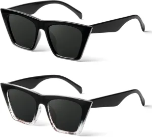 NSSIW Square Cat Eye Sunglasses for Women, Vintage Polarized Sun Glasses for Women with Big Frame and UV400 Protection