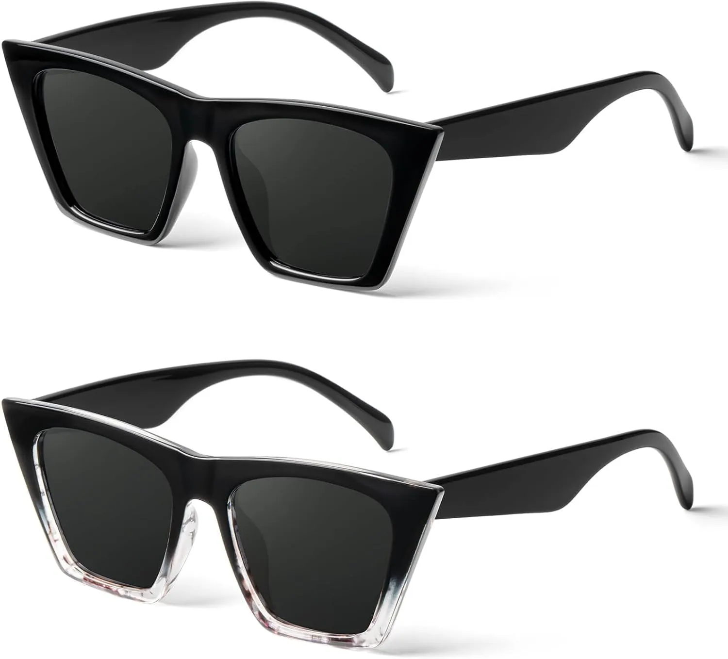 NSSIW Square Cat Eye Sunglasses for Women, Vintage Polarized Sun Glasses for Women with Big Frame and UV400 Protection