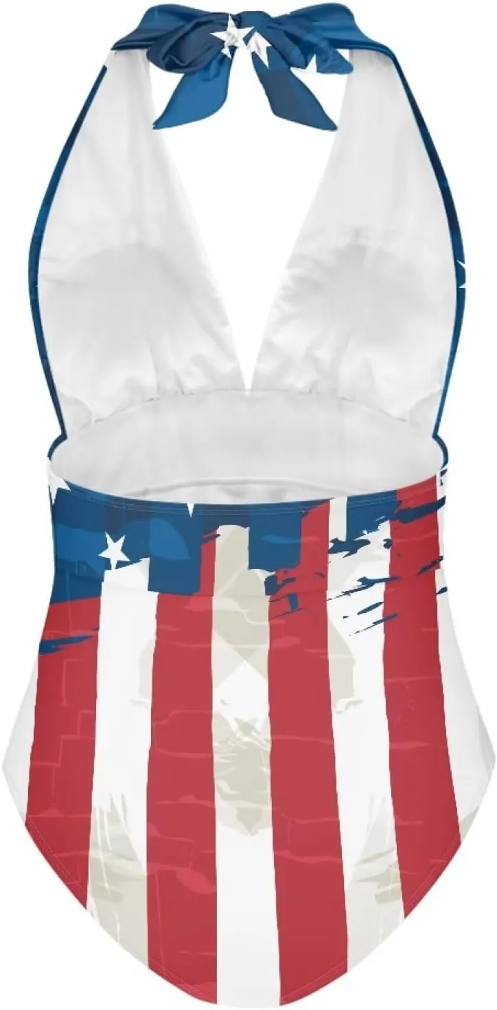 One Piece Bikini Bathing Suit Swimsuit for Women Sexy Tummy Control Bikini Swimsuit V Neck Halter Bikini Swimwear