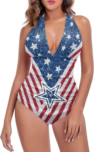 One Piece Bikini Bathing Suit Swimsuit for Women Sexy Tummy Control Bikini Swimsuit V Neck Halter Bikini Swimwear