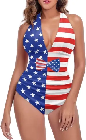 One Piece Bikini Bathing Suit Swimsuit for Women Sexy Tummy Control Bikini Swimsuit V Neck Halter Bikini Swimwear