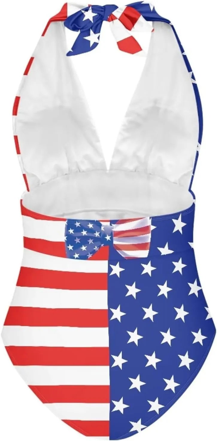One Piece Bikini Bathing Suit Swimsuit for Women Sexy Tummy Control Bikini Swimsuit V Neck Halter Bikini Swimwear