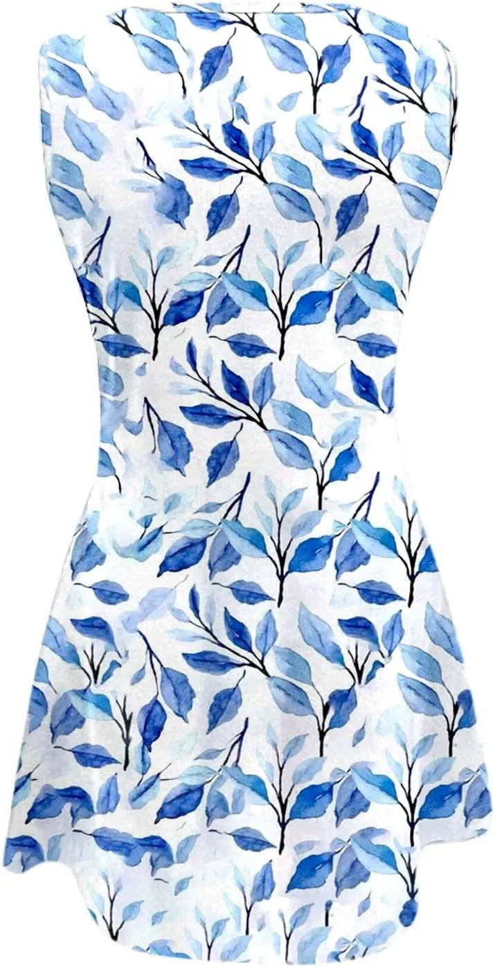 Plus Size Floral Dress Womens with Pockets Summer Casual Tank Dress Sleeveless Midi Beach Dress Cotton Dress Midi