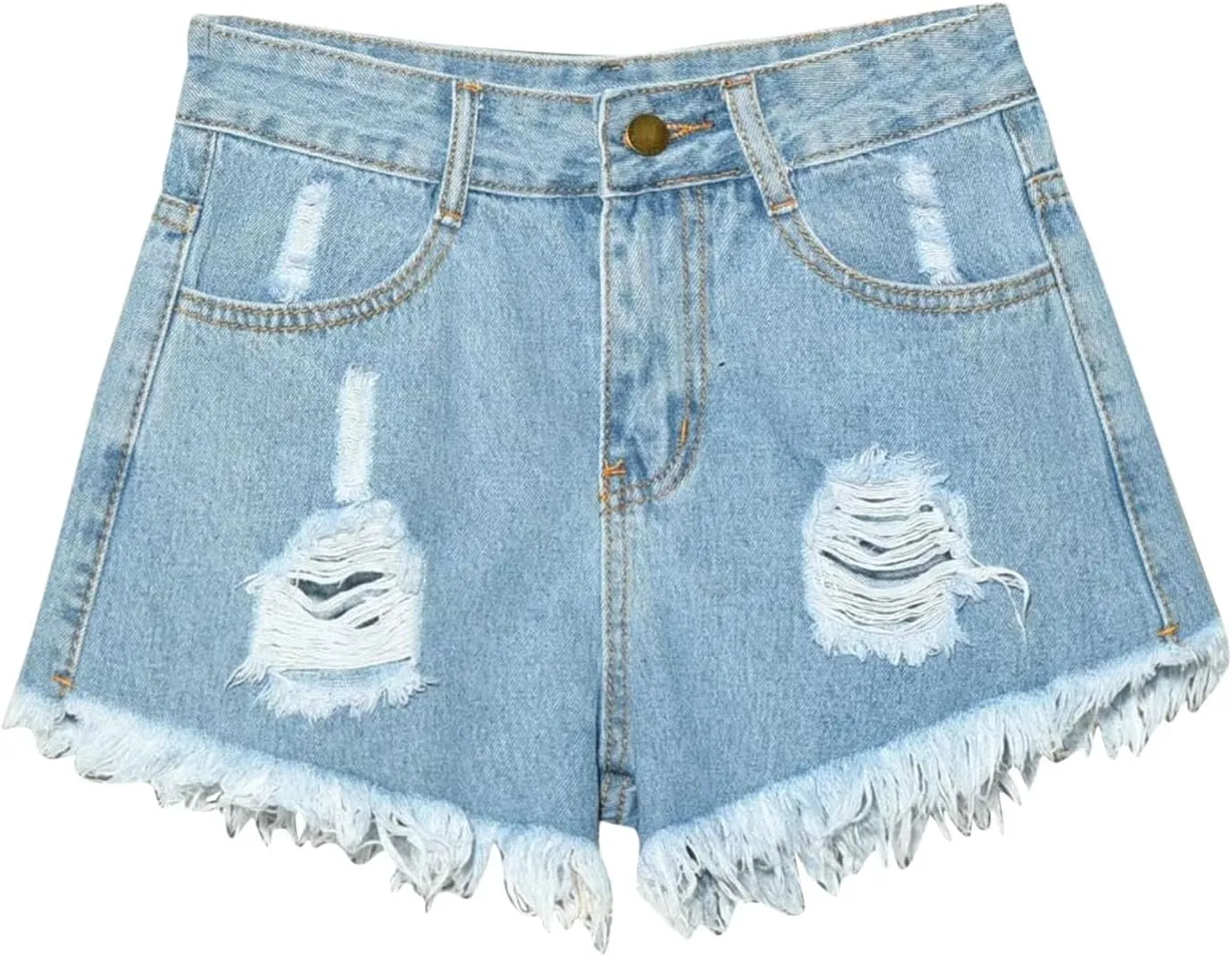Plus Size Short Jeans for Womens Summer Dressy High Waisted Button Ripped Mini Denim Shorts Lounge Loose Outfit