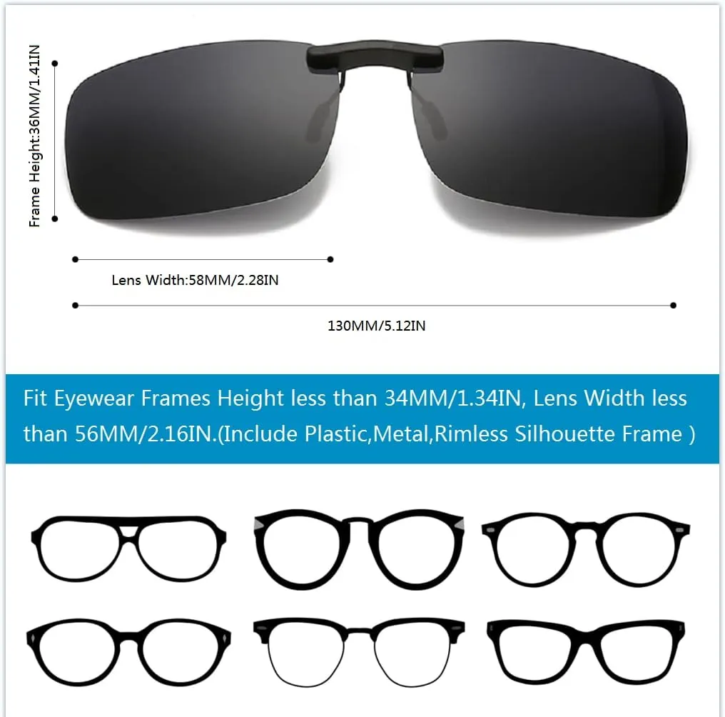Polarized Clip Sunglasses for Prescription Eyeglasses-Clip on Sunglasses