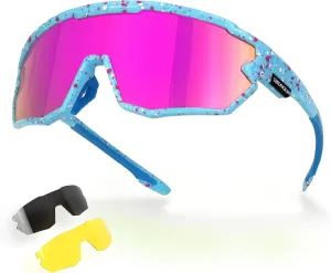 Polarized Glasses Kids Youth Baseball Sunglasses Adult Men Women Cycling Goggles with 3 lenses,Fishing,Ski Golf